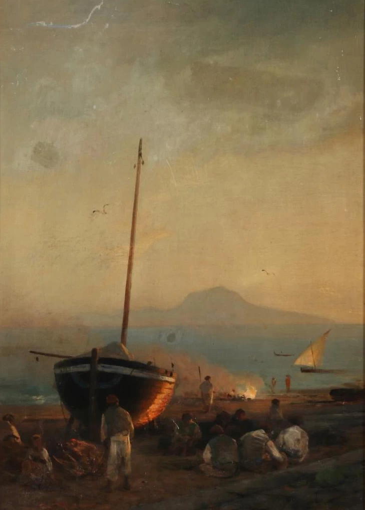 Pescatore al fuoco da campo
